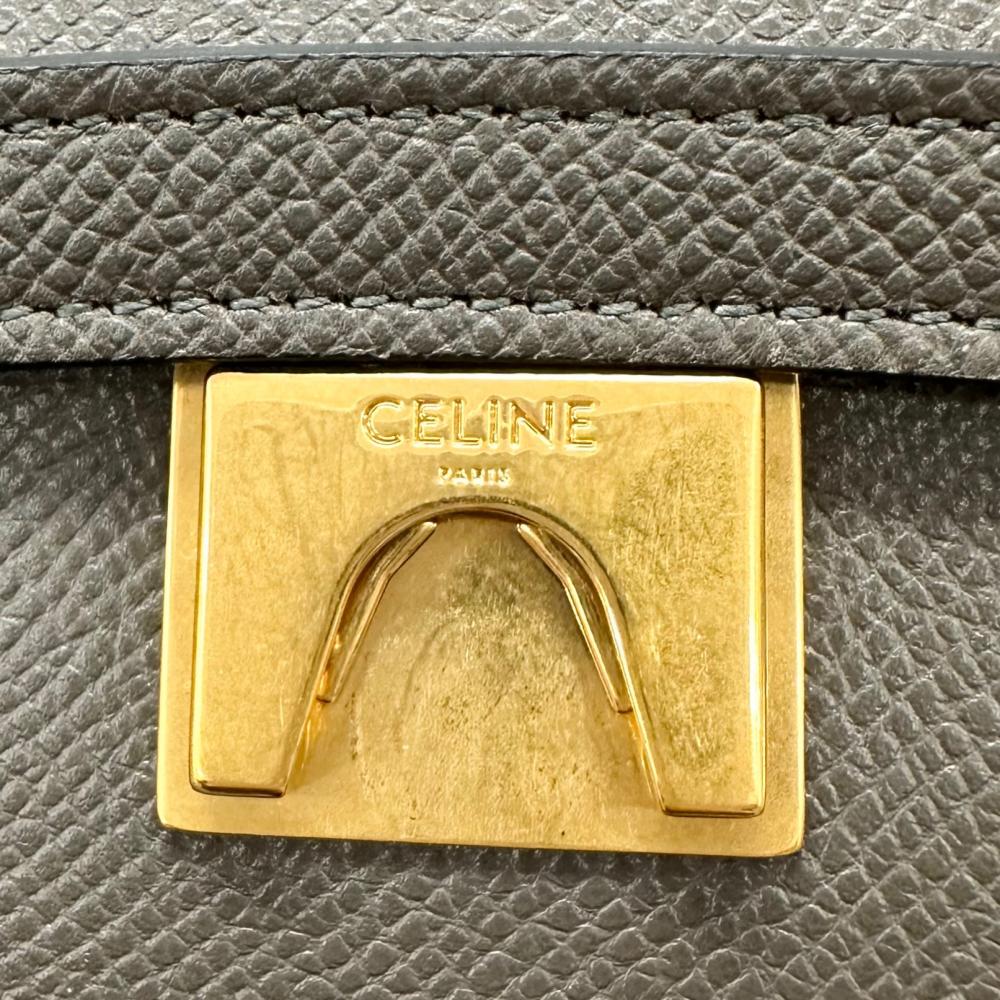 CELINE セリーヌ 2WAY ベルトバッグ ハンドバッグ ショルダーバッグ カーフ グレー ゴールド金具 レディース【中古品】