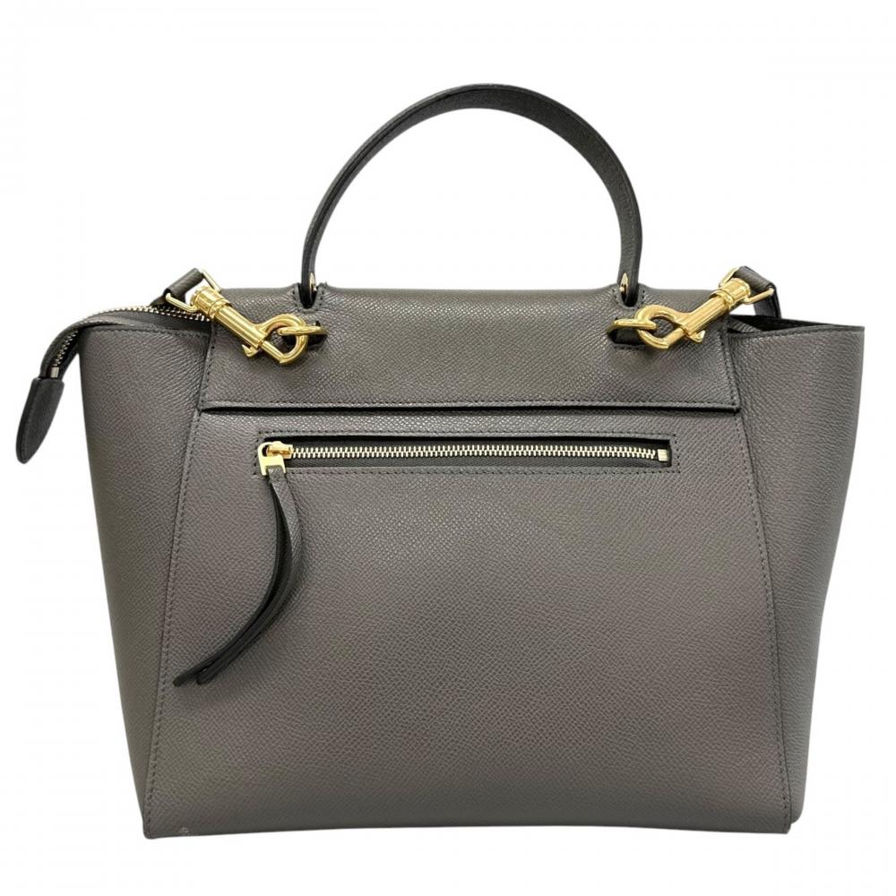 CELINE セリーヌ 2WAY ベルトバッグ ハンドバッグ ショルダーバッグ カーフ グレー ゴールド金具 レディース【中古品】