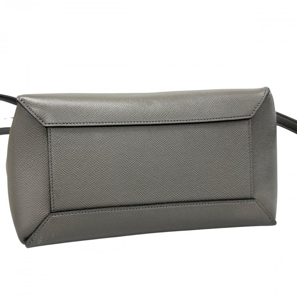 CELINE セリーヌ 2WAY ベルトバッグ ハンドバッグ ショルダーバッグ カーフ グレー ゴールド金具 レディース【中古品】