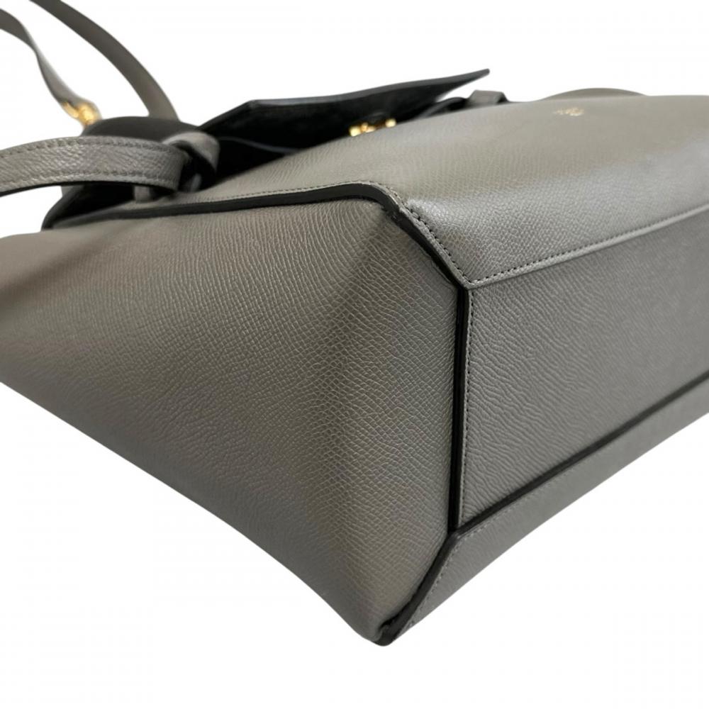 CELINE セリーヌ 2WAY ベルトバッグ ハンドバッグ ショルダーバッグ カーフ グレー ゴールド金具 レディース【中古品】