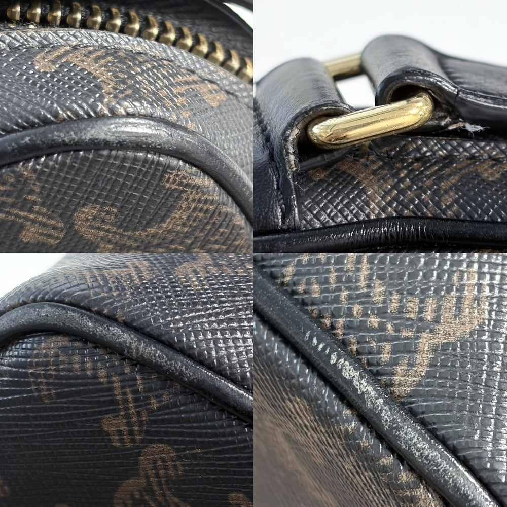 CELINE セリーヌ ショルダーバッグ ミディアムメッセンジャーバッグ ロゴ ロゴプリント PVC レザー ブラック 黒 ブラウン 茶 ゴールド金具 レディース【中古品】