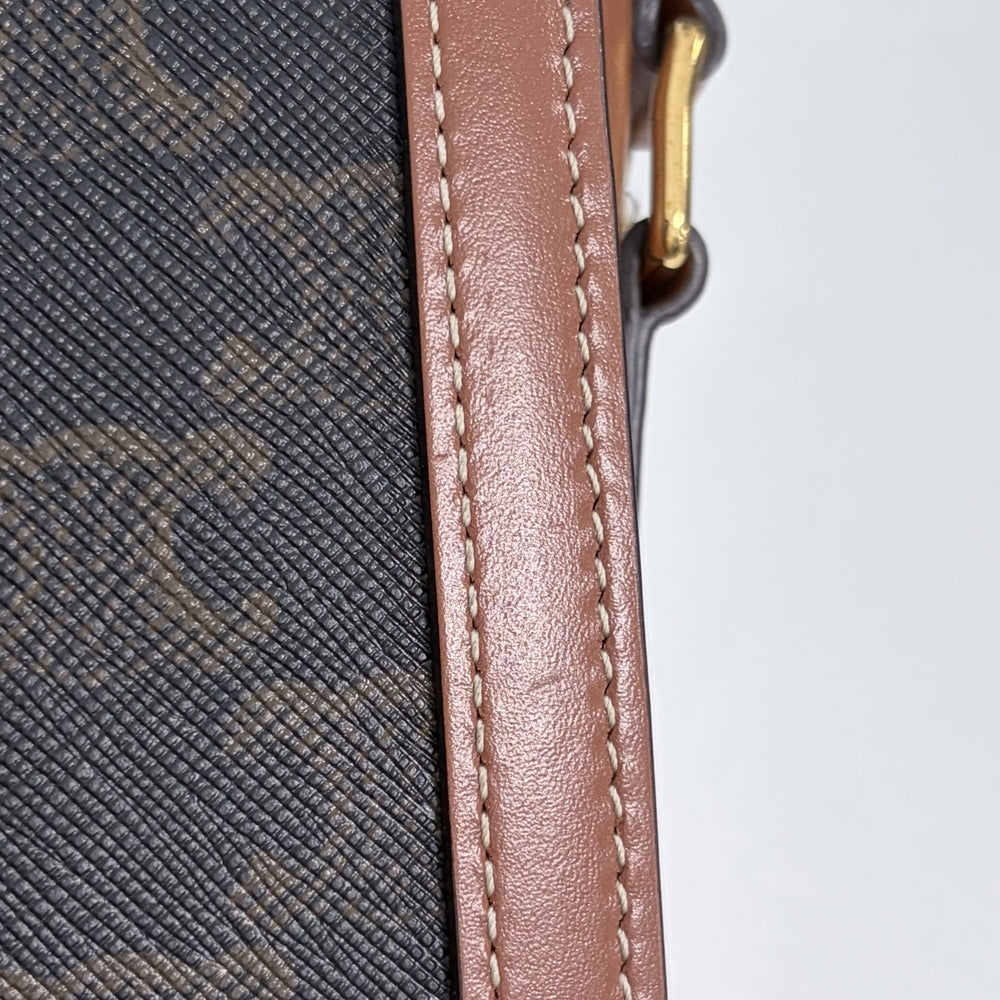 CELINE セリーヌ ショルダーバッグ ティーン トリオンフ 188882BZ4 PVC レザー ブラウン 茶 ゴールド金具 レディース【中古品】