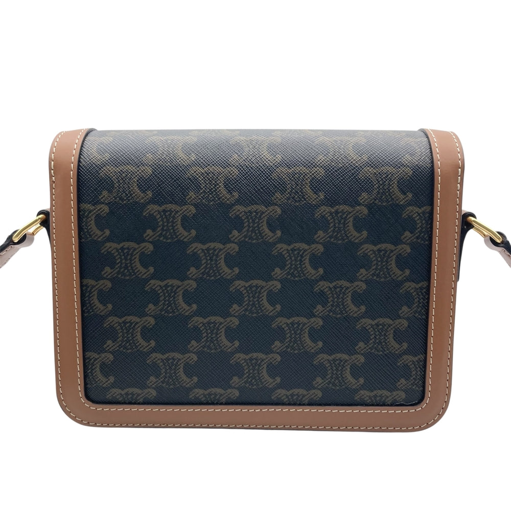 CELINE セリーヌ ショルダーバッグ ティーン トリオンフ PVC レザー ブラウン 茶 ゴールド金具 レディース【中古品】