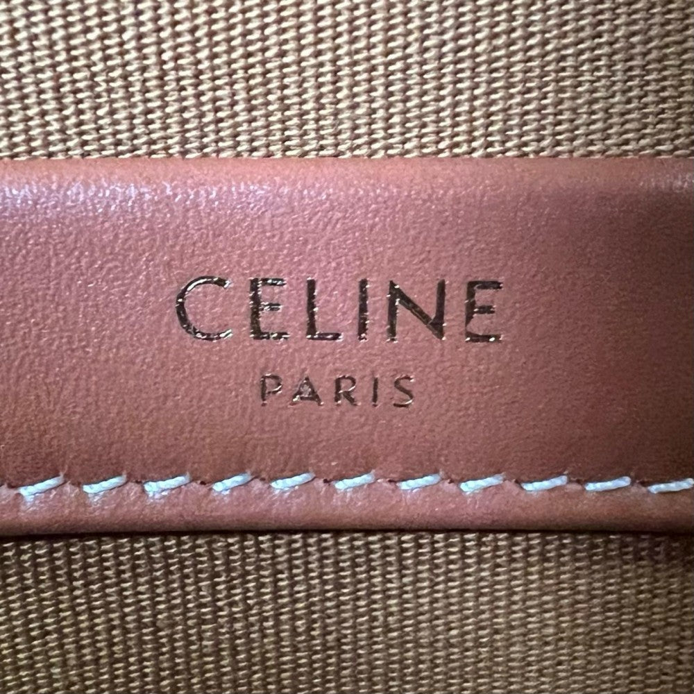 CELINE セリーヌ トートバッグ トリオンフ PVC レザー ブラウン 茶 ゴールド金具 レディース【中古品】