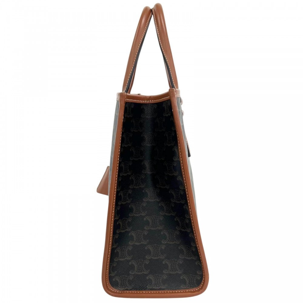 CELINE セリーヌ トートバッグ トリオンフ PVC レザー ブラウン 茶 ゴールド金具 レディース【中古品】