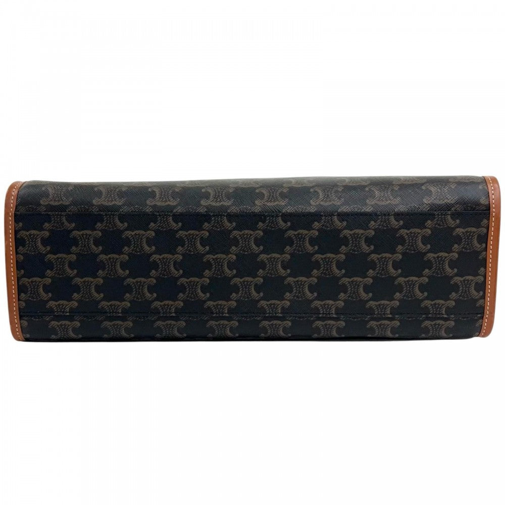 CELINE セリーヌ トートバッグ トリオンフ PVC レザー ブラウン 茶 ゴールド金具 レディース【中古品】