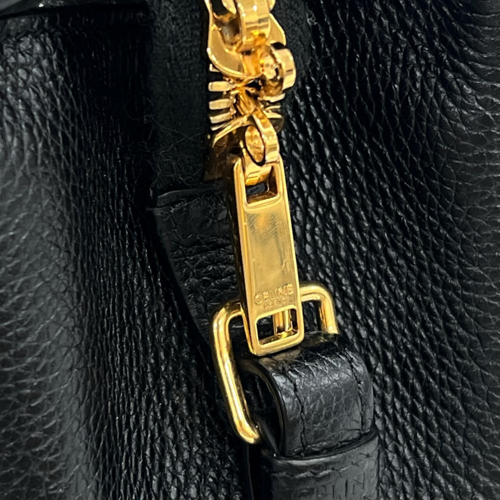 CELINE セリーヌ ショルダーバッグ ハンドバッグ カバ・ドゥ・フランス 2WAY スモール 191963CRE.38NO レザー ブラック 黒 ゴールド金具 レディース【中古品】