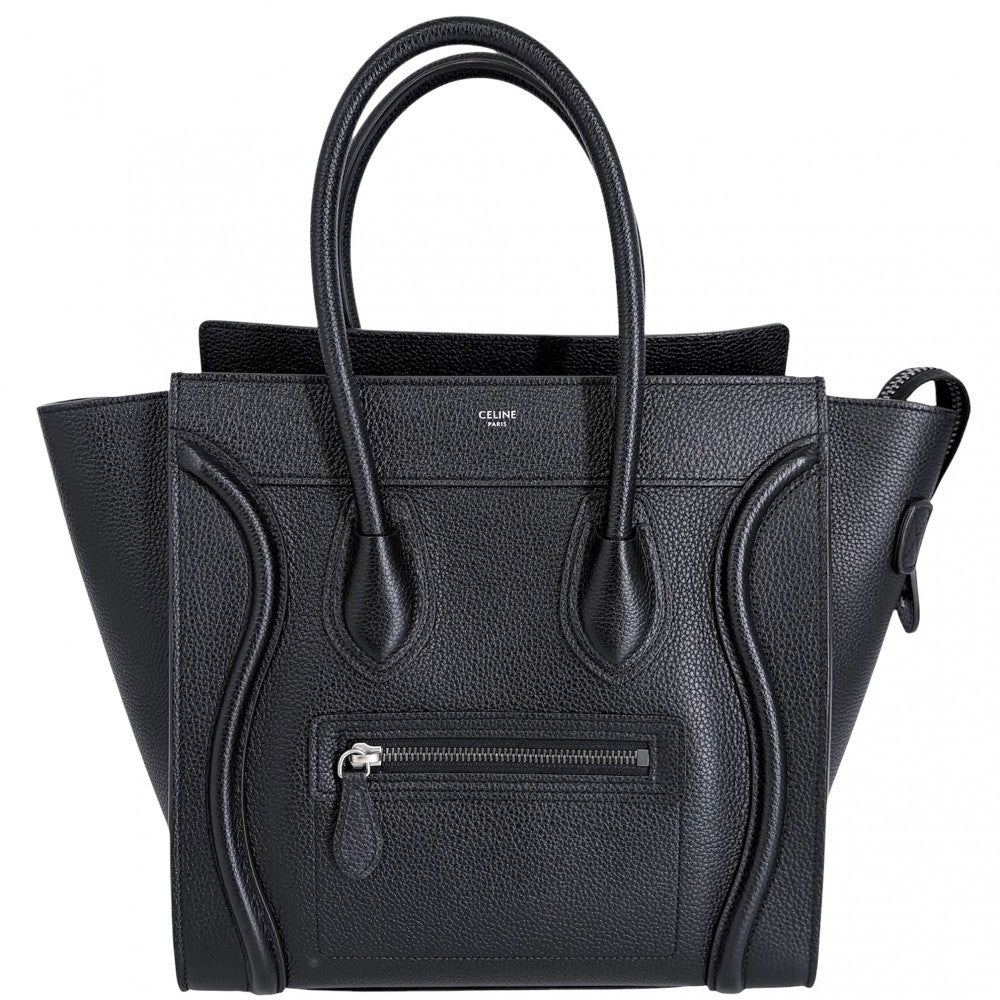 【開店SALE】 CELINE セリーヌ ハンドバッグ ラゲージ マイクロショッパー 189793DRU.38NO レザー ブラック 黒 シルバー金具 レディース【中古品】