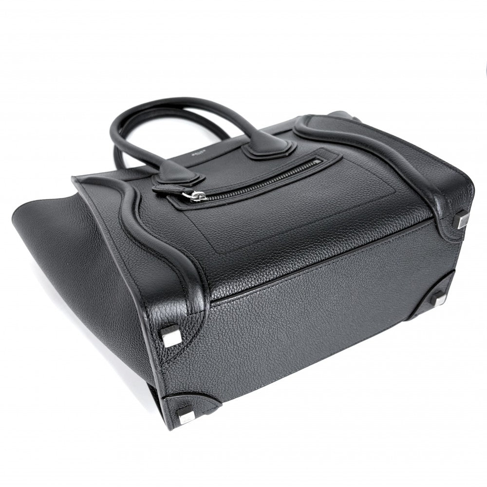 【開店SALE】 CELINE セリーヌ ハンドバッグ ラゲージ マイクロショッパー 189793DRU.38NO レザー ブラック 黒 シルバー金具 レディース【中古品】