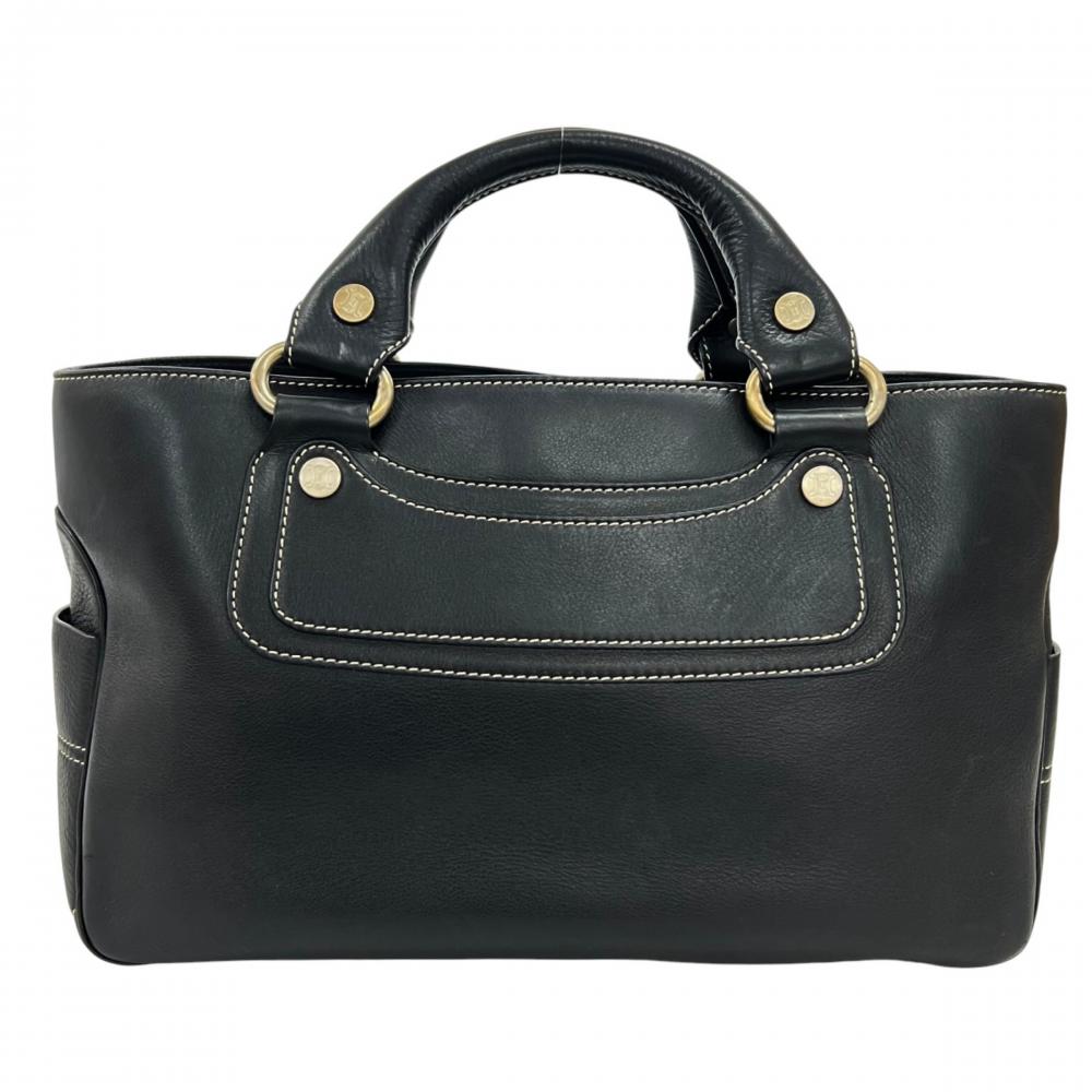 CELINE セリーヌ ハンドバッグ ブギーバッグ レザー ブラック 黒 ゴールド金具 レディース【中古品】