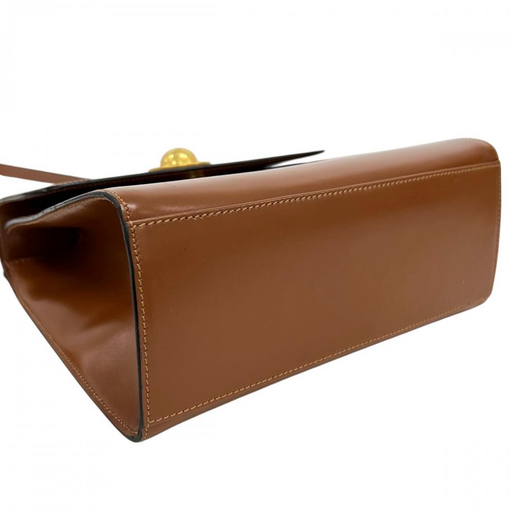 CELINE セリーヌ 2WAY オールドセリーヌ ショルダーバッグ ハンドバッグ レザー ブラウン 茶 ゴールド金具 レディース【中古品】