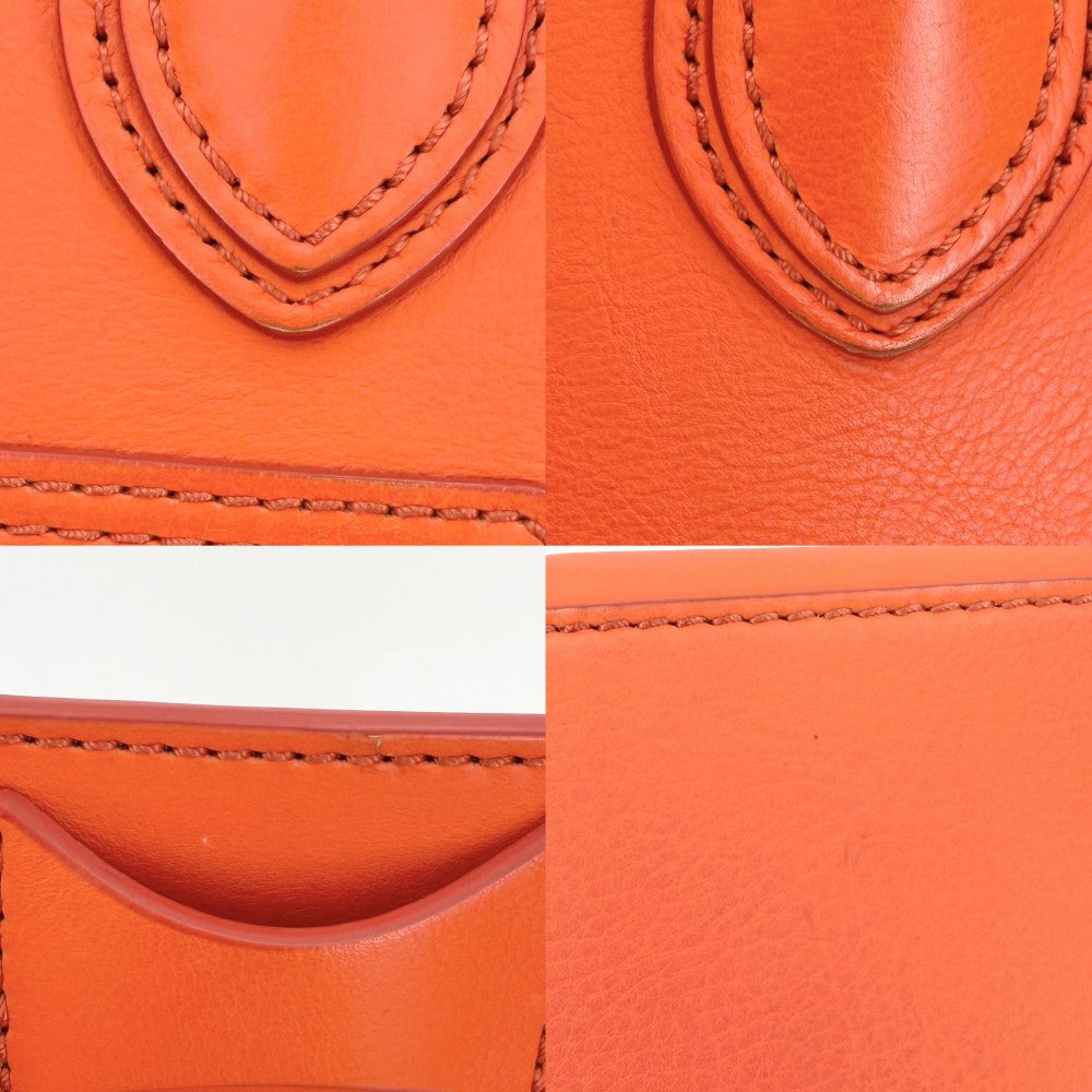 CELINE セリーヌ ハンドバッグ ラゲージ マイクロショッパー レザー オレンジ ゴールド金具 レディース【中古品】