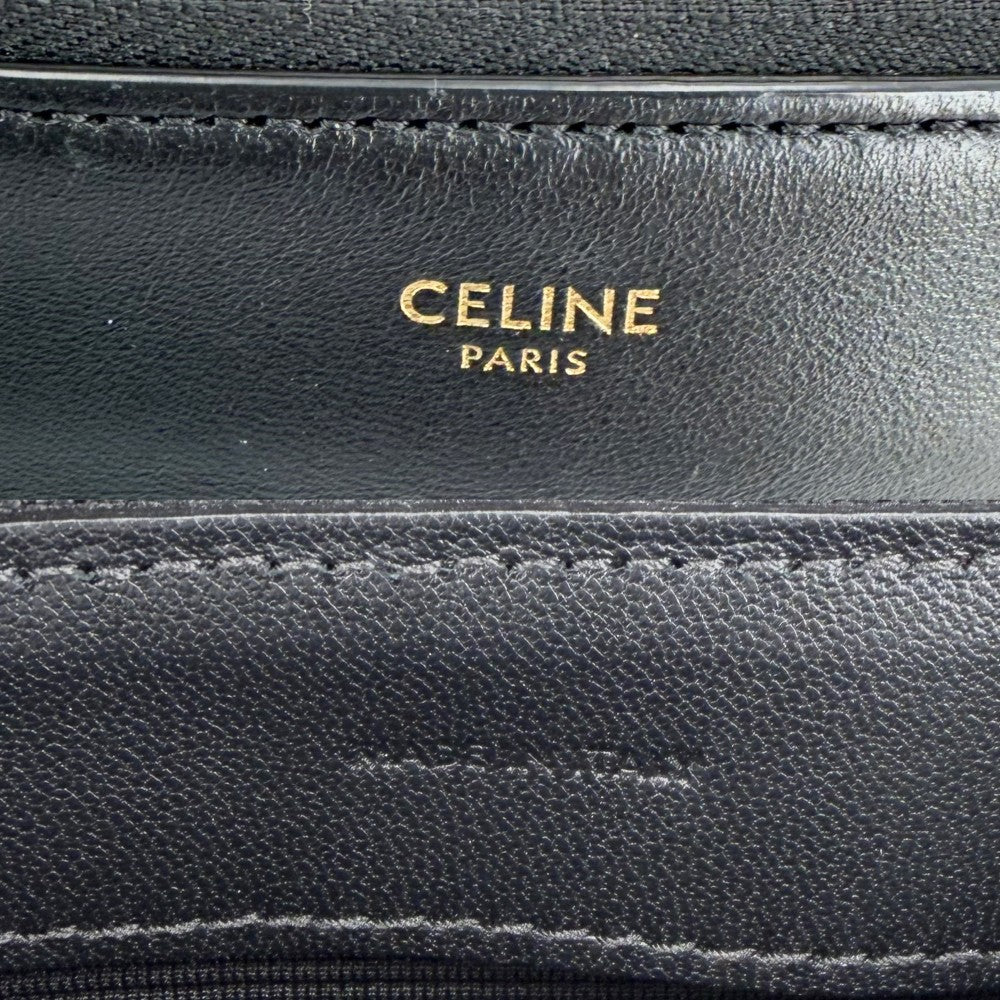 CELINE セリーヌ ショルダーバッグ トリオ ミニバッグ レザー ブラック 黒 ゴールド金具 レディース【中古品】