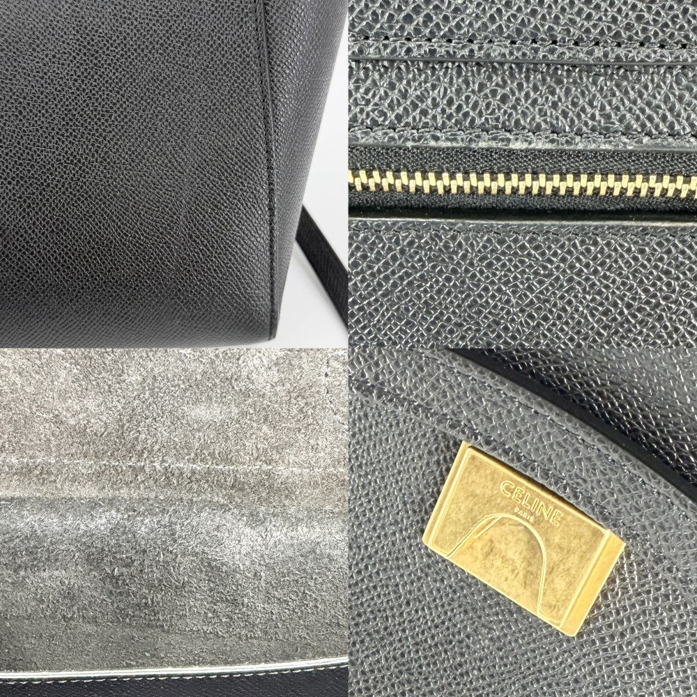CELINE セリーヌ ハンドバッグ マイクロベルトバッグ レザー ブラック 黒 ゴールド金具 レディース【中古品】