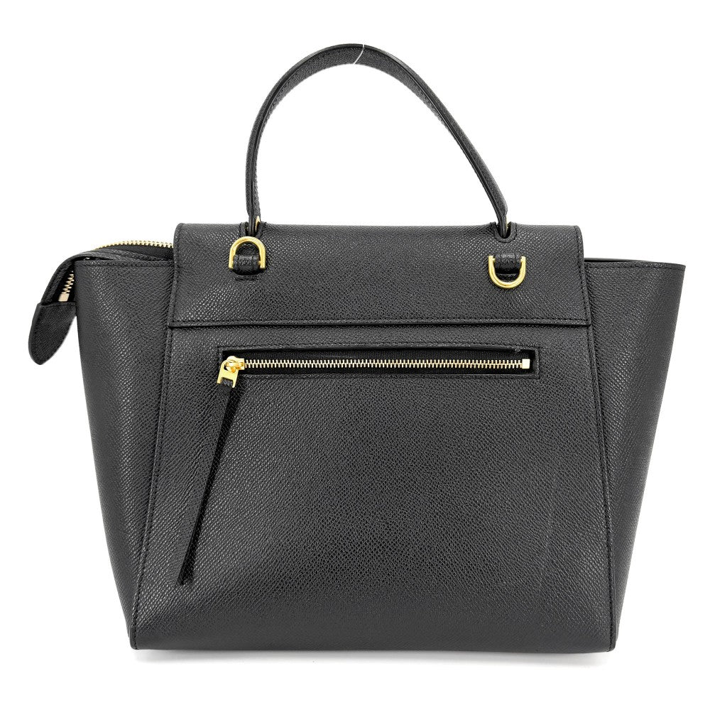 CELINE セリーヌ ハンドバッグ マイクロベルトバッグ レザー ブラック 黒 ゴールド金具 レディース【中古品】