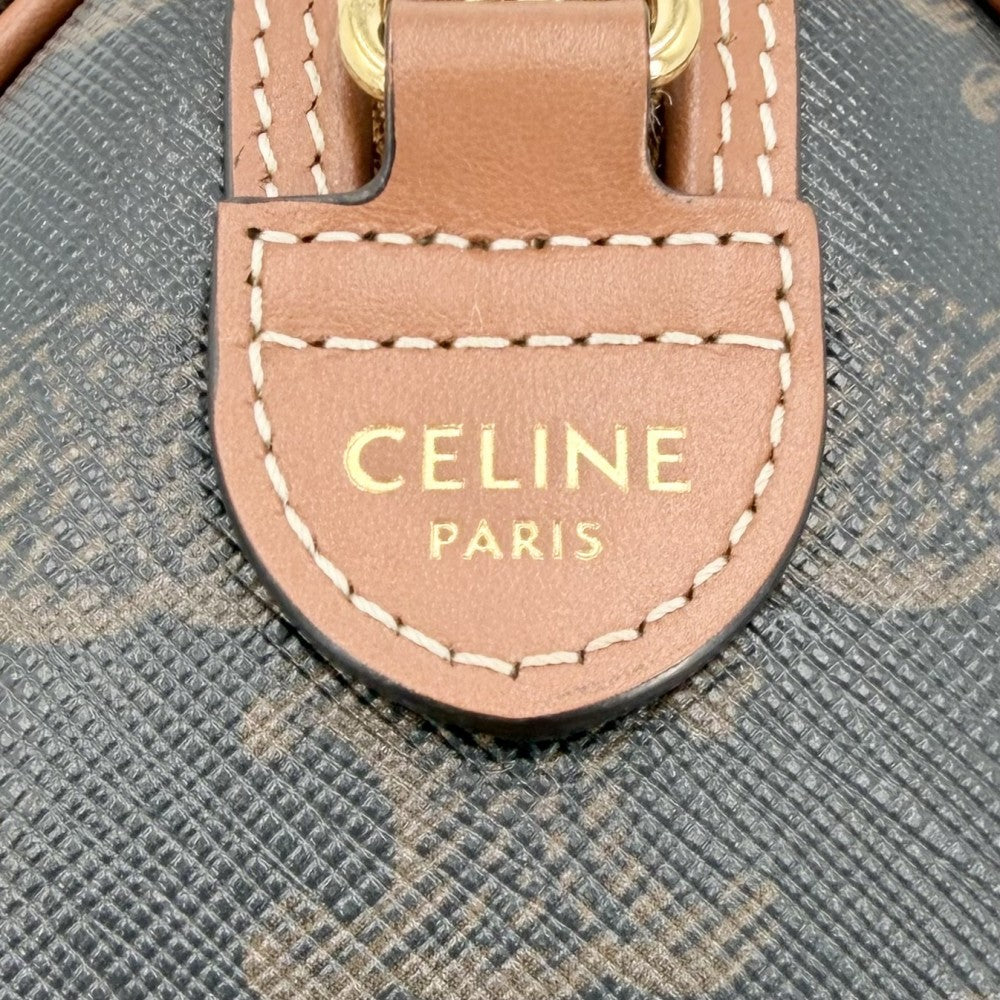 CELINE セリーヌ 2WAY トリオンフ ハンドバッグ ショルダーバッグ ミニボストン レザー ブラウン 茶 ゴールド金具 レディース【中古品】