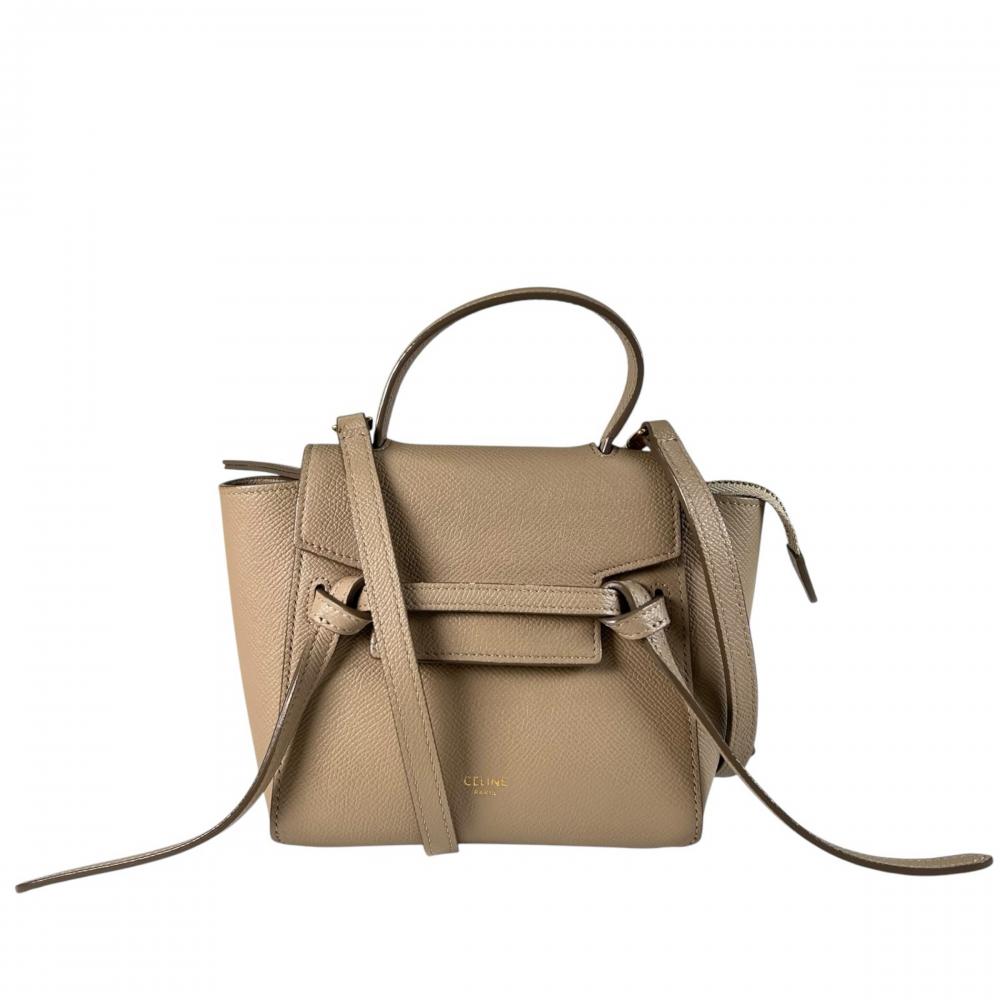 CELINE セリーヌ ショルダーバッグ ベルトバッグ ナノ 189003ZVA レザー ベージュ ゴールド金具 レディース【中古品】