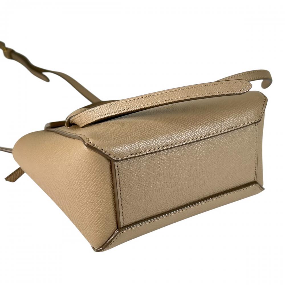 CELINE セリーヌ ショルダーバッグ ベルトバッグ ナノ 189003ZVA レザー ベージュ ゴールド金具 レディース【中古品】