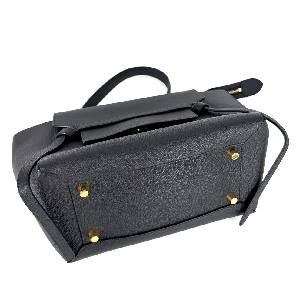 CELINE セリーヌ 2WAY ベルトバッグ ハンドバッグ ショルダーバッグ レザー ブラック 黒 ゴールド金具 レディース【中古品】