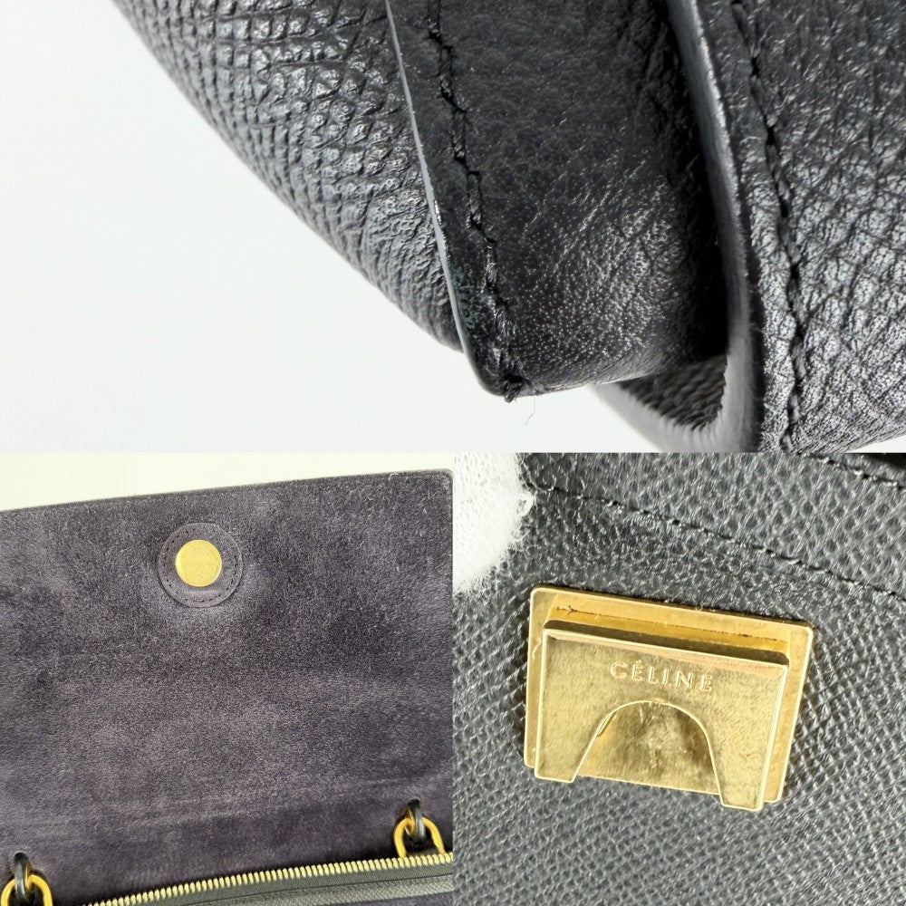 CELINE セリーヌ 2WAY ベルトバッグ ハンドバッグ ショルダーバッグ レザー ブラック 黒 ゴールド金具 レディース【中古品】