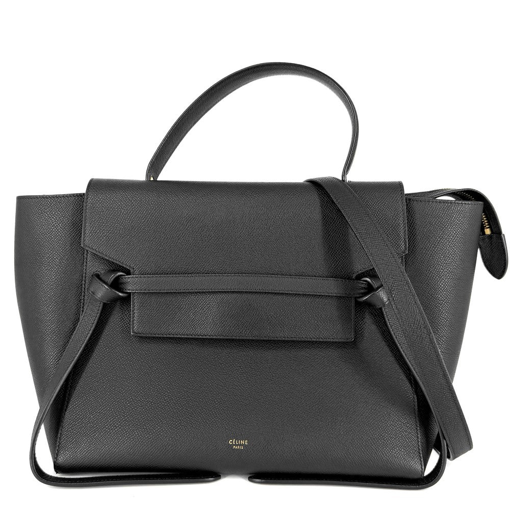 CELINE セリーヌ 2WAY ベルトバッグ ハンドバッグ ショルダーバッグ レザー ブラック 黒 ゴールド金具 レディース【中古品】