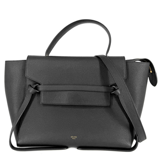 CELINE セリーヌ 2WAY ベルトバッグ ハンドバッグ ショルダーバッグ レザー ブラック 黒 ゴールド金具 レディース【中古品】