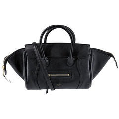 CELINE セリーヌ 2WAY リトルラゲージ ハンドバッグ ショルダーバッグ レザー ブラック 黒 ゴールド金具 レディース【中古品】