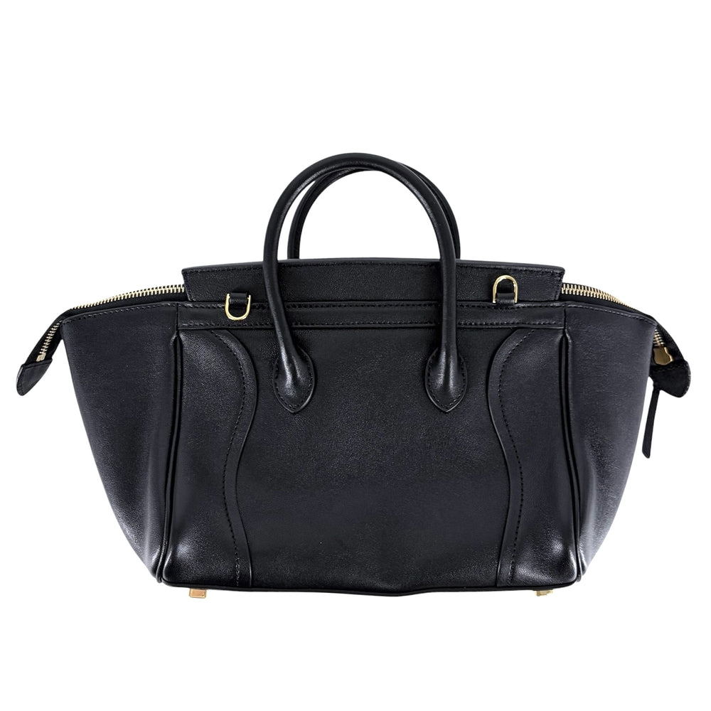 CELINE セリーヌ 2WAY リトルラゲージ ハンドバッグ ショルダーバッグ レザー ブラック 黒 ゴールド金具 レディース【中古品】
