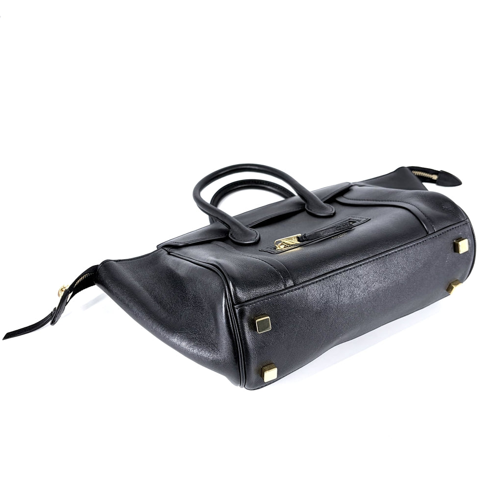 CELINE セリーヌ 2WAY リトルラゲージ ハンドバッグ ショルダーバッグ レザー ブラック 黒 ゴールド金具 レディース【中古品】