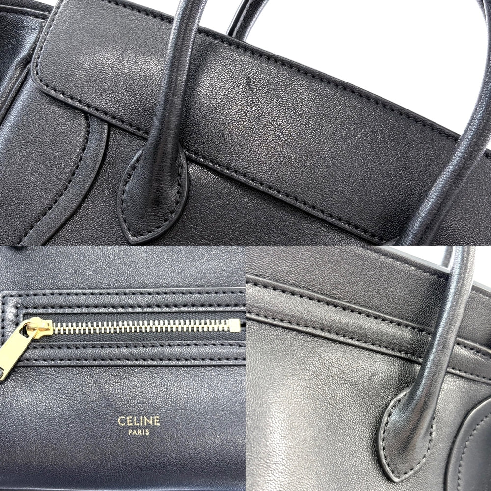 CELINE セリーヌ 2WAY リトルラゲージ ハンドバッグ ショルダーバッグ レザー ブラック 黒 ゴールド金具 レディース【中古品】