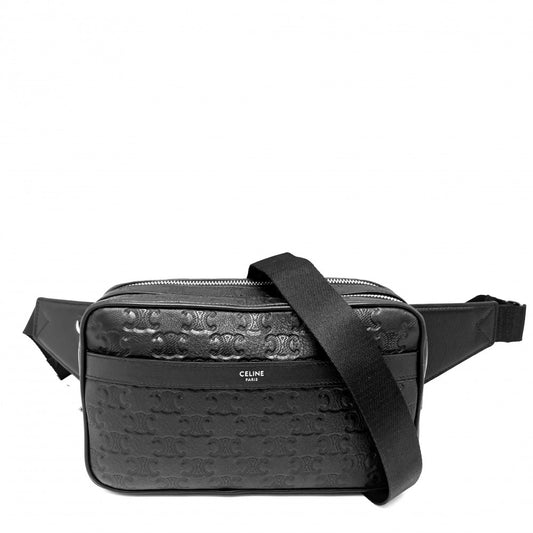 【開店SALE】 CELINE セリーヌ ボディバッグ トリオンフ ベルトバッグ ウエストバッグ 116163FS4.38SI レザー ブラック 黒 シルバー金具 メンズ【中古品】