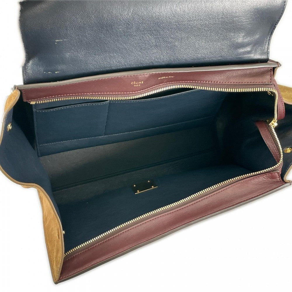 CELINE セリーヌ ハンドバッグ F-SN-0152 レザー ワインレッド ゴールド金具 レディース【中古品】