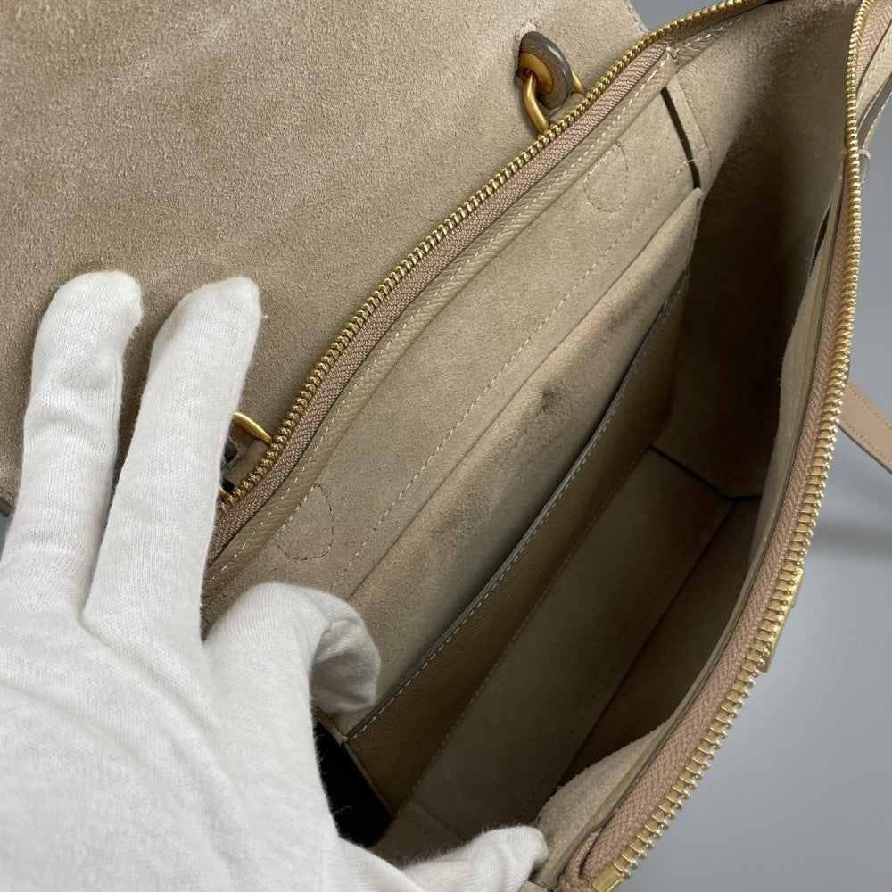 CELINE セリーヌ ハンドバッグ ベルトバッグ 189103ZVA グレインカーフレザー ベージュ ゴールド金具 レディース【中古品】