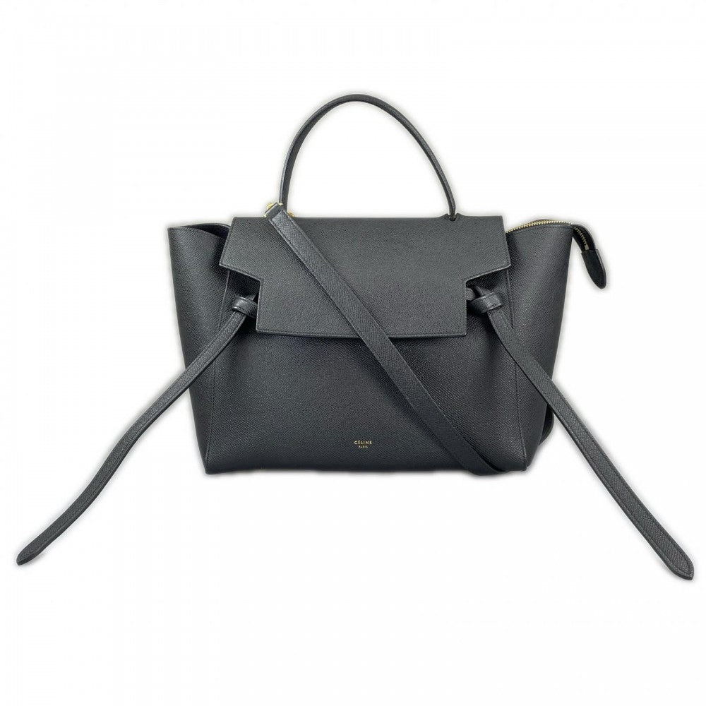 CELINE セリーヌ ハンドバッグ ベルトバッグ グレインカーフレザー ブラック 黒 ゴールド金具 レディース【中古品】