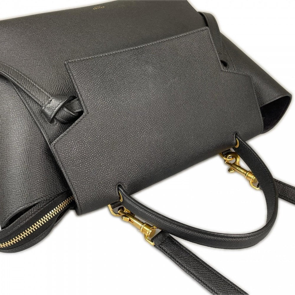 CELINE セリーヌ ハンドバッグ ベルトバッグ グレインカーフレザー ブラック 黒 ゴールド金具 レディース【中古品】