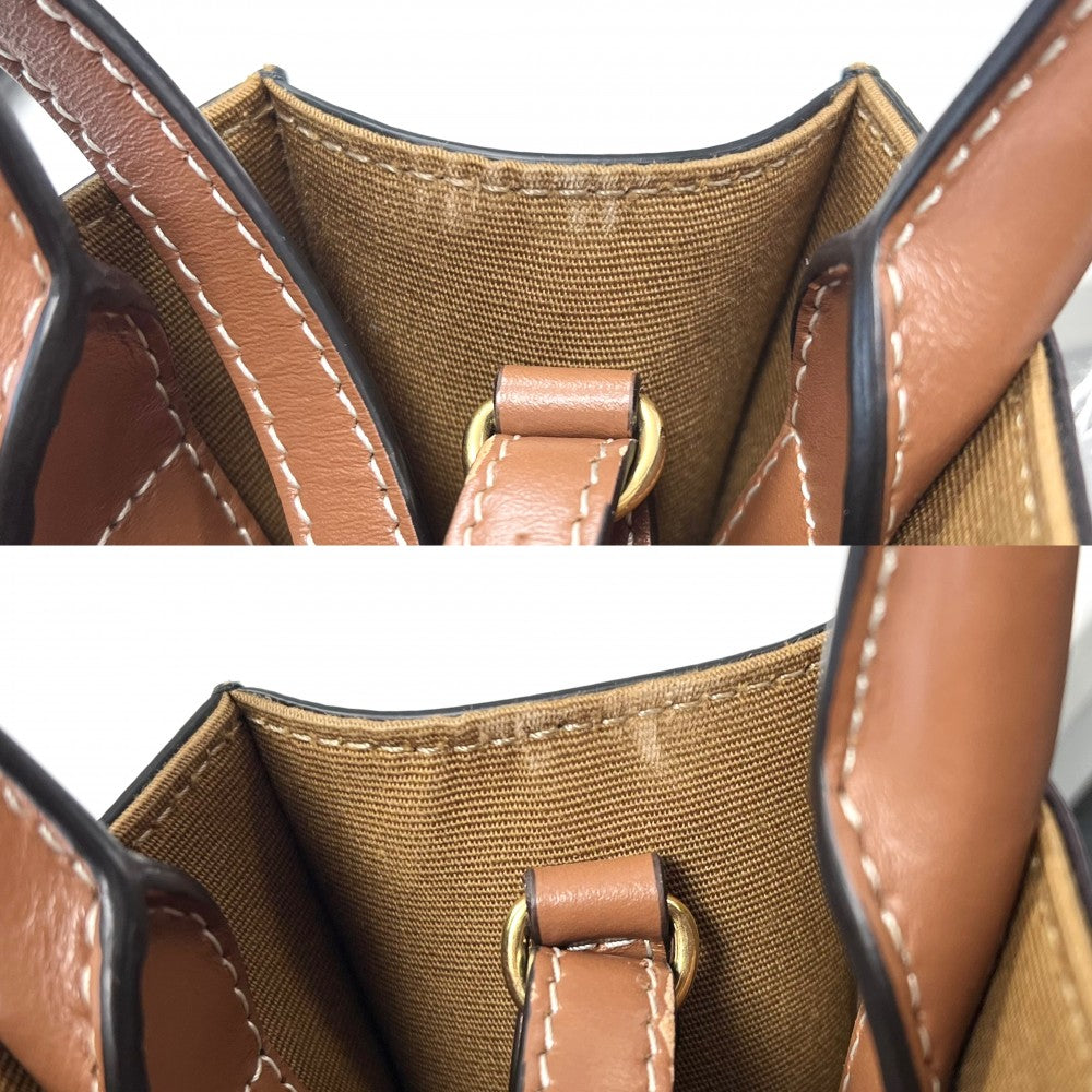 【開店SALE】 CELINE セリーヌ 2WAY トリオンフ ミニ バーティカルカバ ショルダーバッグ ハンドバッグ Mini Vertical Cabas ブラウン 茶 194372BZK.04LU PVCコーティングキャンバス レザー タン ゴールド金具 レディース【中古品】