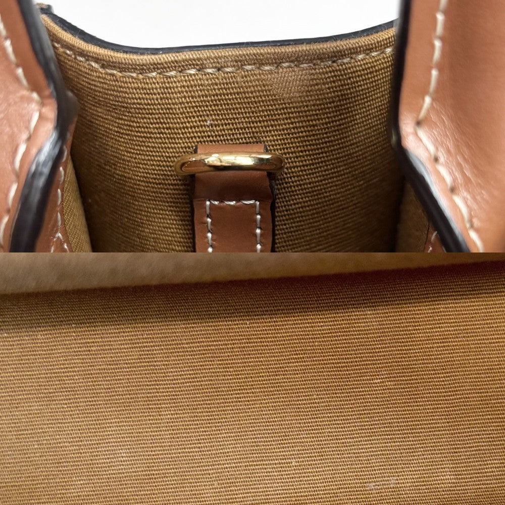 CELINE セリーヌ 2WAY ミニ バーティカルカバ ショルダーバッグ トートバッグ ロゴ タン 194372BZK.04LU レザー コーティングキャンバス ブラウン 茶 ゴールド金具 レディース【中古品】