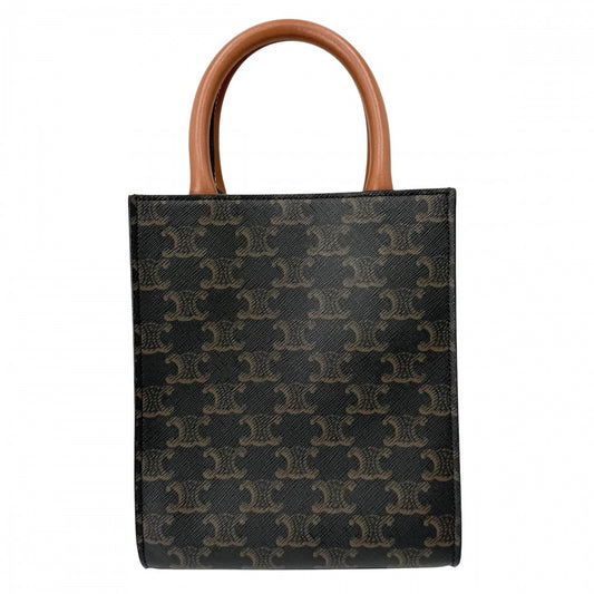 CELINE セリーヌ 2WAY ミニ バーティカルカバ ショルダーバッグ トートバッグ ロゴ タン 194372BZK.04LU レザー コーティングキャンバス ブラウン 茶 ゴールド金具 レディース【中古品】