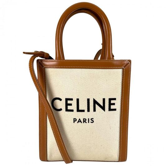 CELINE セリーヌ ショルダーバッグ ミニ バーティカル カバ 2WAY キャンバス カーフスキン レディース【中古品】