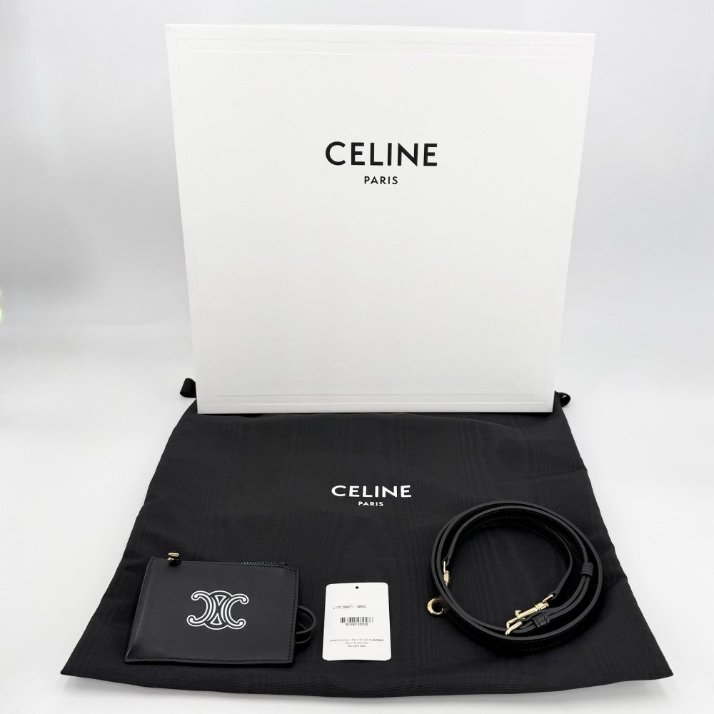 CELINE セリーヌ 2WAY スモールホーボー ハンドバッグ ショルダーバッグ レザー L10133Q71.38NO カーフ ブラック 黒 ゴールド金具 レディース【中古品】
