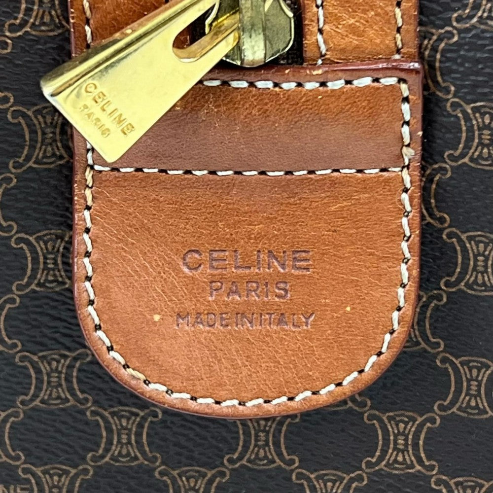 CELINE セリーヌ ボストンバッグ レザー ブラウン 茶 ゴールド金具 レディース【中古品】