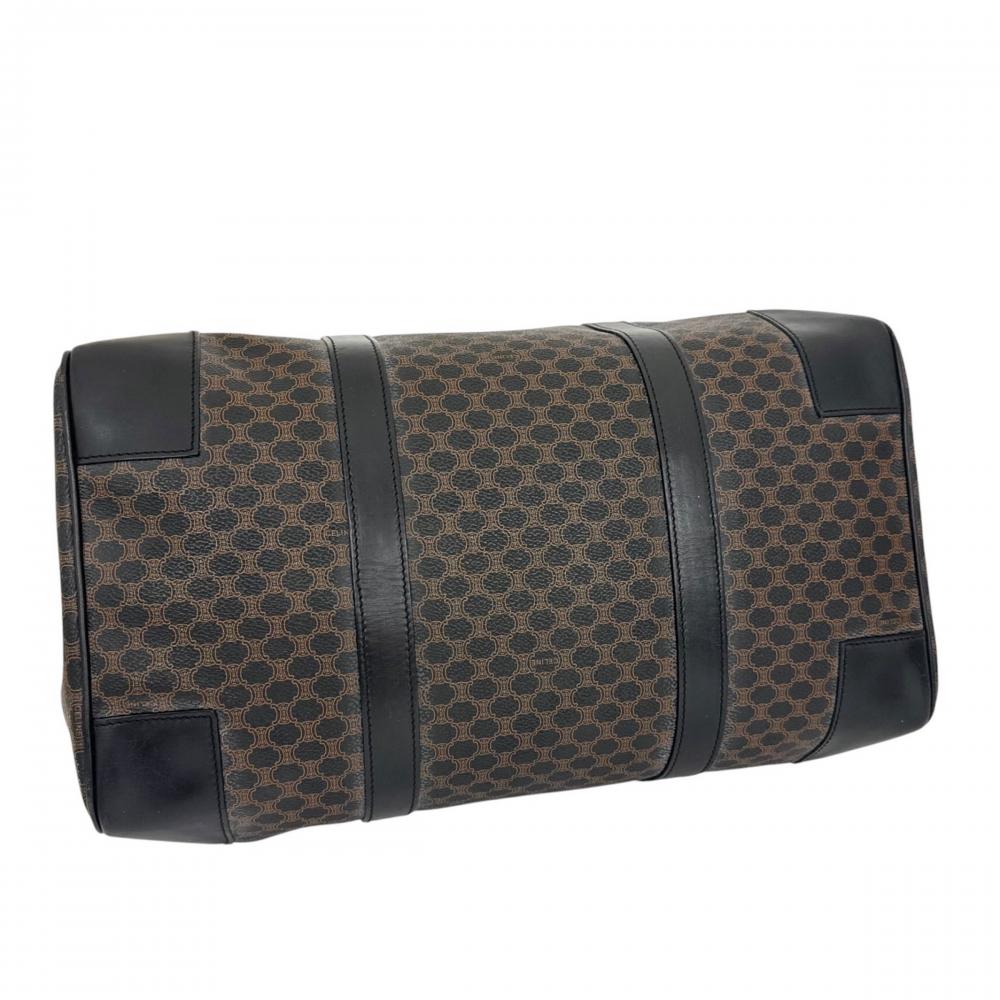 CELINE セリーヌ ボストンバッグ ブラックマカダム ヴィンテージ トリオンフ MC97/2 PVC ブラック 黒 ブラウン 茶 ゴールド金具 レディース【中古品】