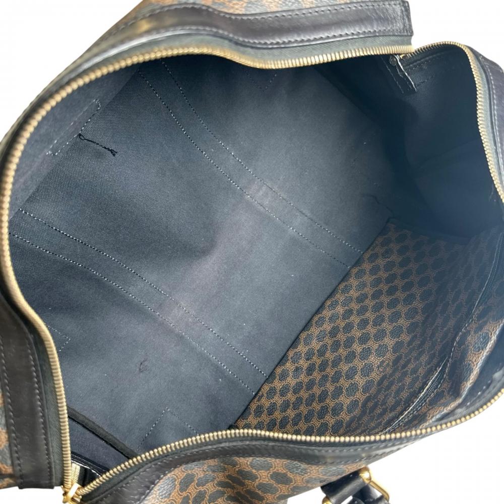 CELINE セリーヌ ボストンバッグ ブラックマカダム ヴィンテージ トリオンフ MC97/2 PVC ブラック 黒 ブラウン 茶 ゴールド金具 レディース【中古品】