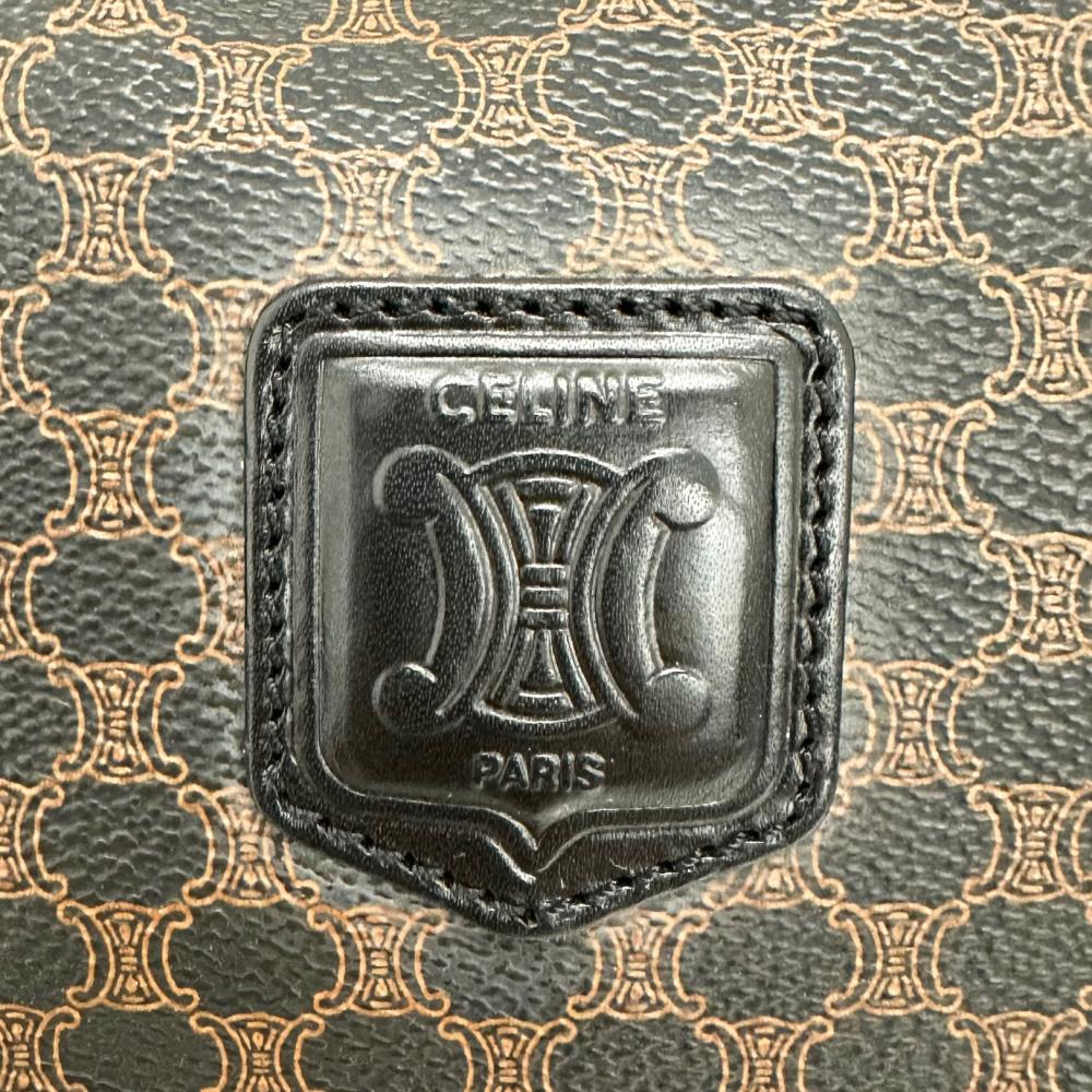 CELINE セリーヌ ボストンバッグ ブラックマカダム ヴィンテージ トリオンフ MC97/2 PVC ブラック 黒 ブラウン 茶 ゴールド金具 レディース【中古品】