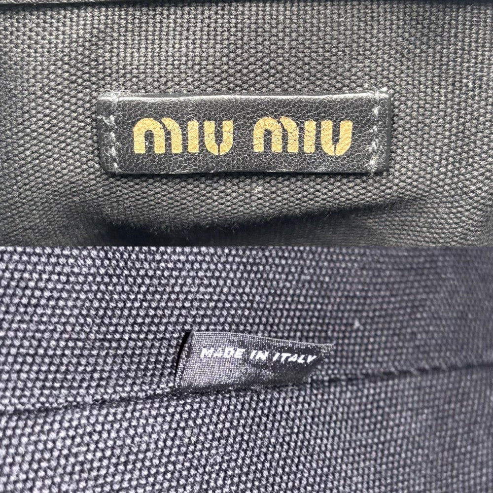 【開店SALE】 MIUMIU ミュウミュウ ハンドバッグ かごバッグ 鞄 かばん ストロー ベージュ ブラック 黒 ゴールド金具 レディース【中古品】