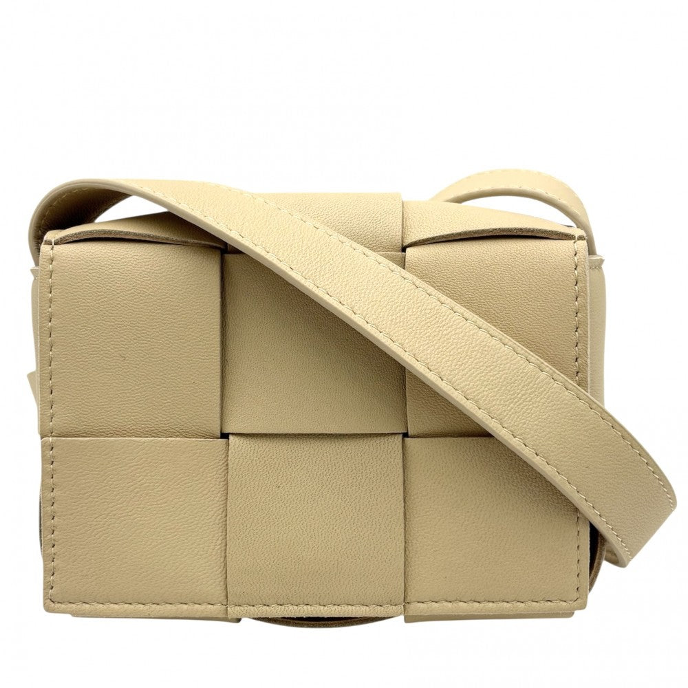 【開店SALE】 BOTTEGAVENETA ボッテガヴェネタ ショルダーバッグ マキシイントレチャート カセット キャンディ ミニバッグ 鞄 かばん 666688 レザー ベージュ ゴールド金具 レディース【中古品】