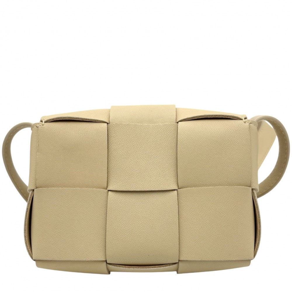【開店SALE】 BOTTEGAVENETA ボッテガヴェネタ ショルダーバッグ マキシイントレチャート カセット キャンディ ミニバッグ 鞄 かばん 666688 レザー ベージュ ゴールド金具 レディース【中古品】