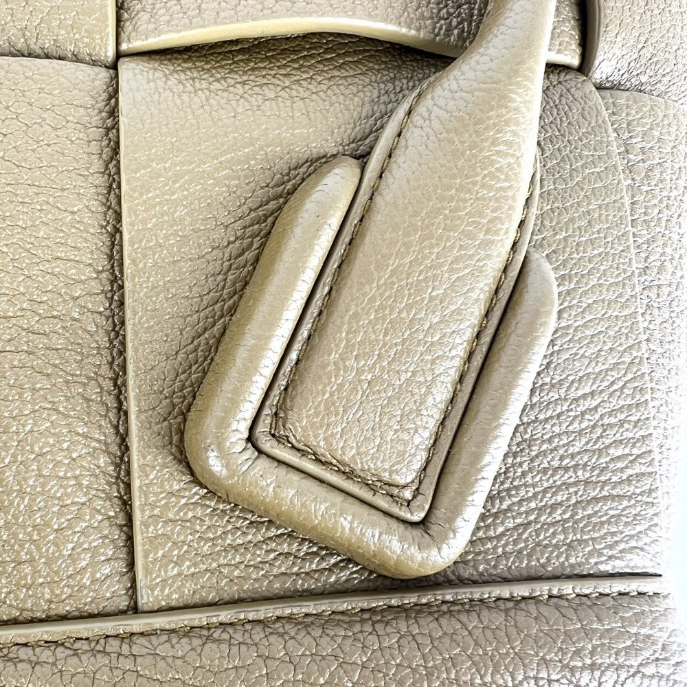 BOTTEGAVENETA ボッテガヴェネタ ハンドバッグ マキシイントレチャート アルコ トートバッグ レザー ブラウン系 ゴールド金具 レディース【中古品】