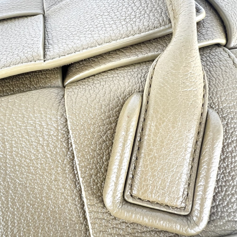BOTTEGAVENETA ボッテガヴェネタ ハンドバッグ マキシイントレチャート アルコ トートバッグ レザー ブラウン系 ゴールド金具 レディース【中古品】