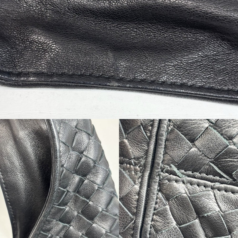 BOTTEGAVENETA ボッテガヴェネタ ハンドバッグ イントレチャート ワンハンドル レザー ブラック 黒 ブラック金具 ユニセックス【中古品】